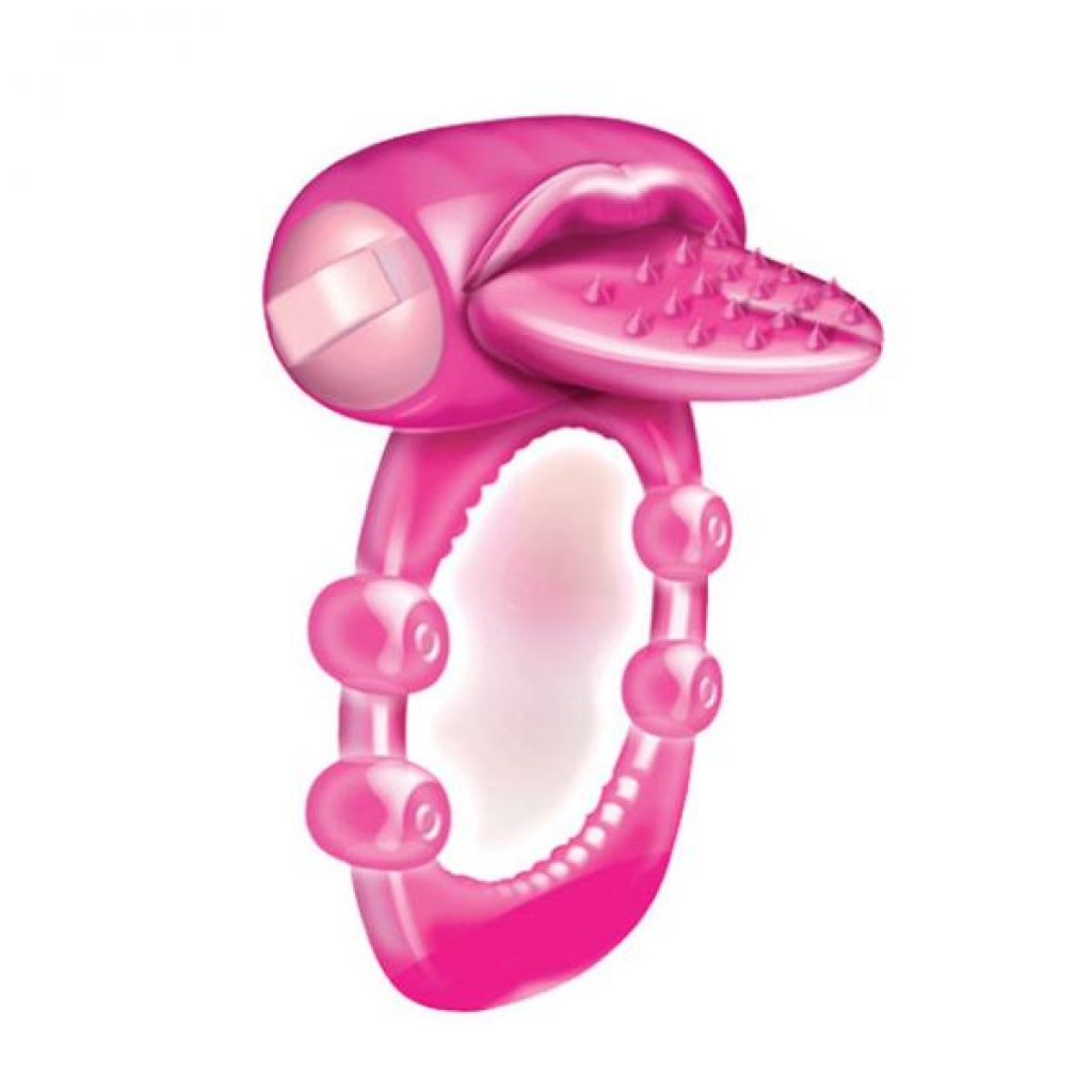 Nubbie Tongue Magenta Pink Vibrating Penis Ring