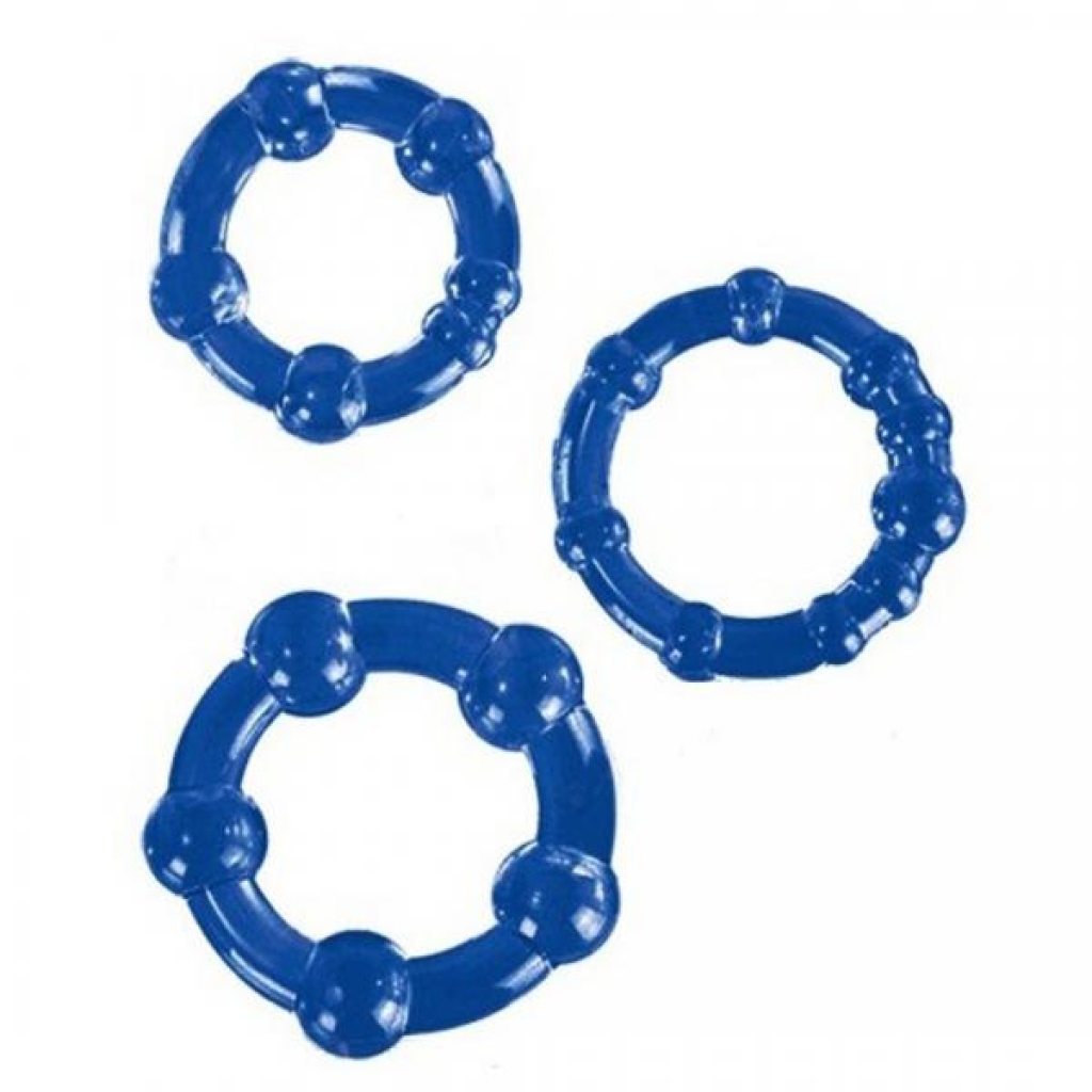 Beaded Penis Rings Blue Pack Of 3