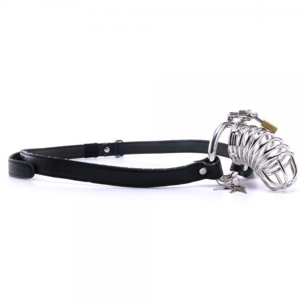 Chastity Belt with Lock Steel Black