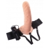 Vibrating Hollow Strap On 8 Inch - Beige