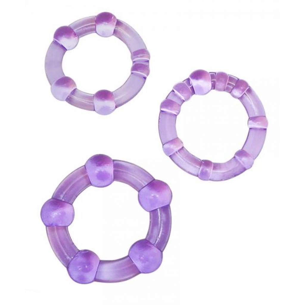 Beaded Penis Rings Purple Pack Of 3