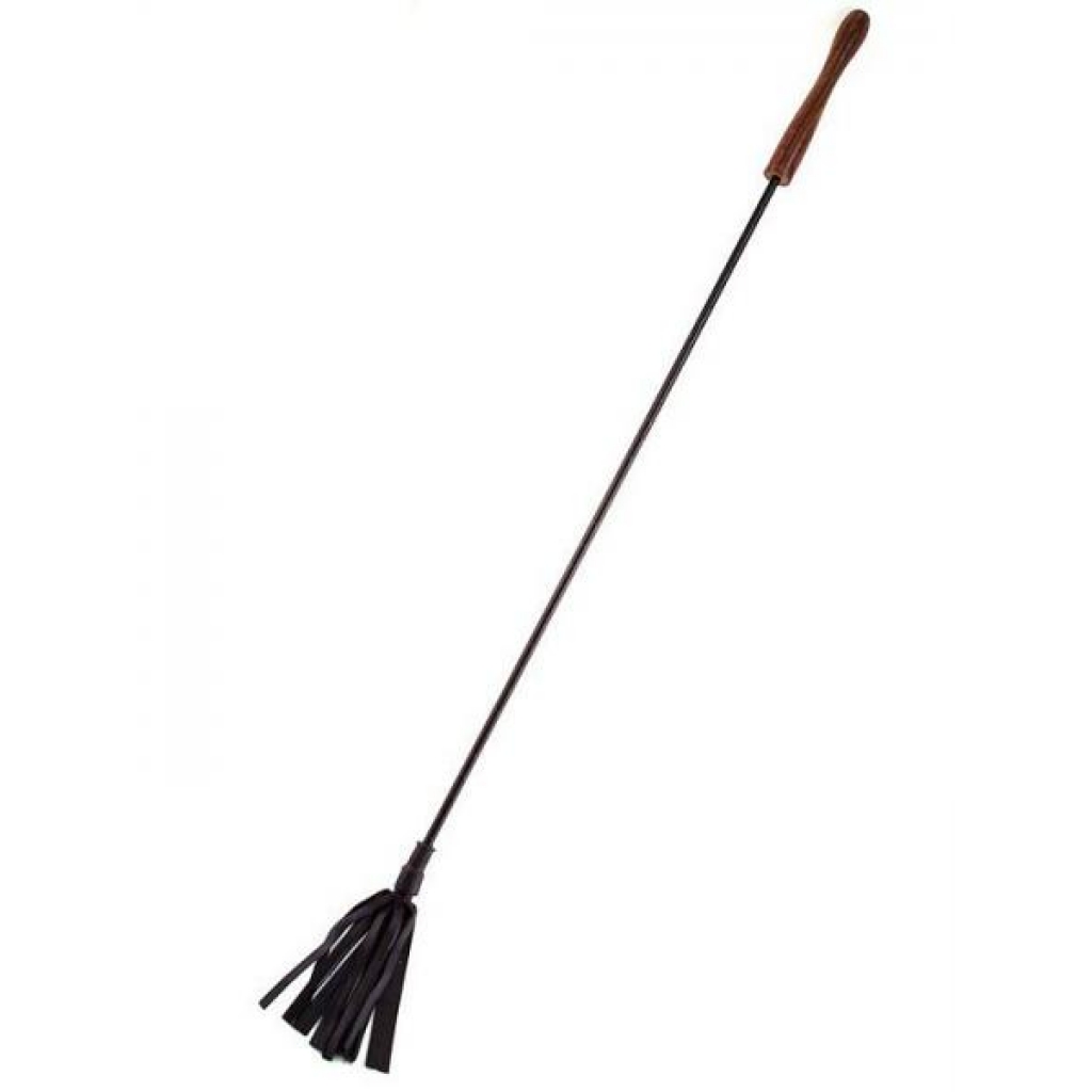 Rouge Leather Wooden Handle Riding Crop Black