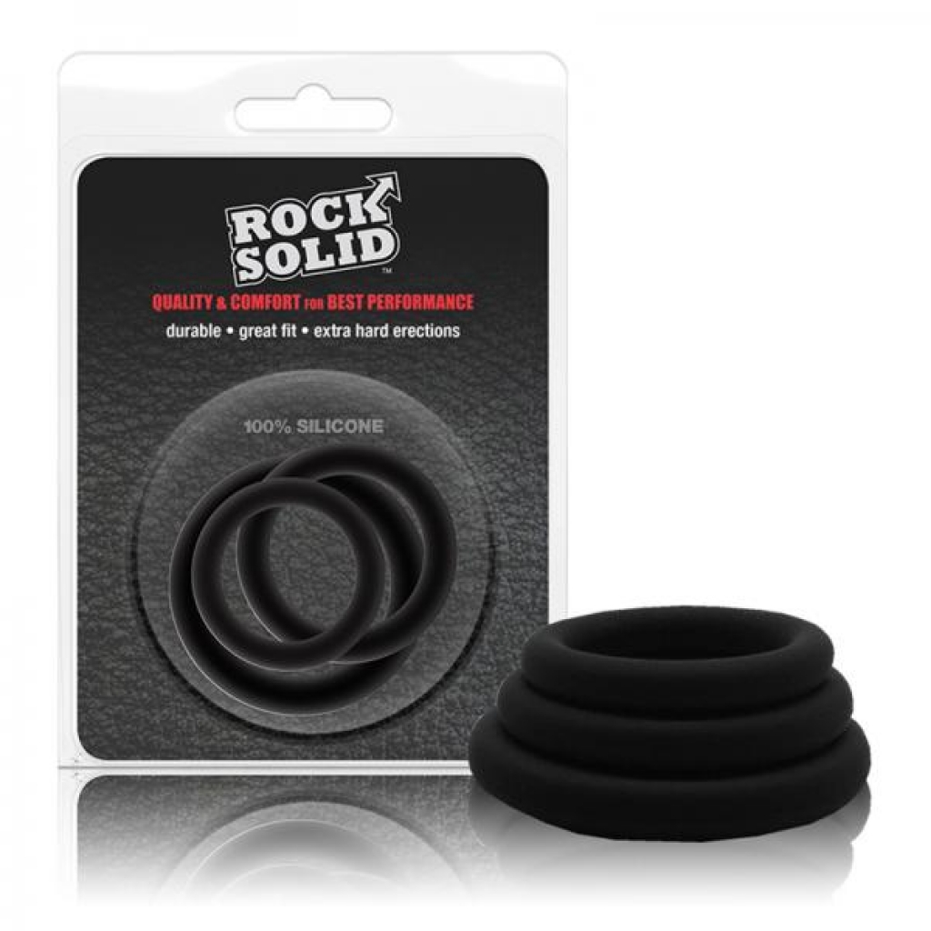 Rock Solid Tri-Pack Silicone Gasket Penis Rings Black