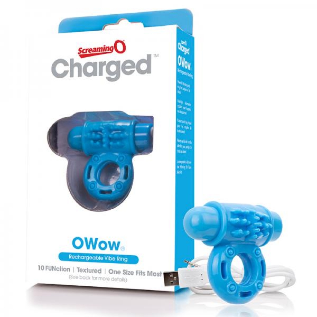 Screaming O Charged Owow Vooom Vibrating Penis Ring - Blue