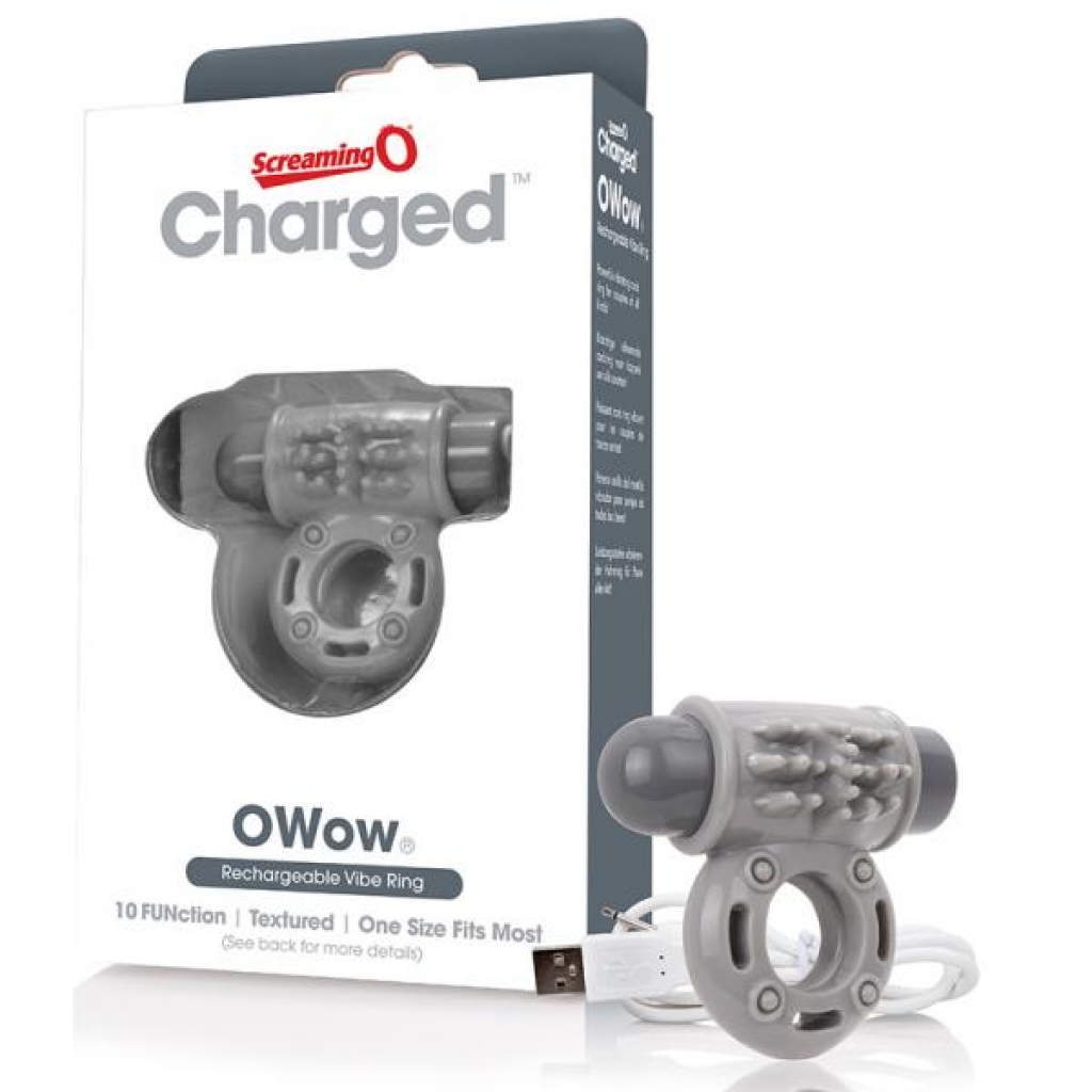 Screaming O Charged Owow Vooom Vibrating Penis Ring - Grey