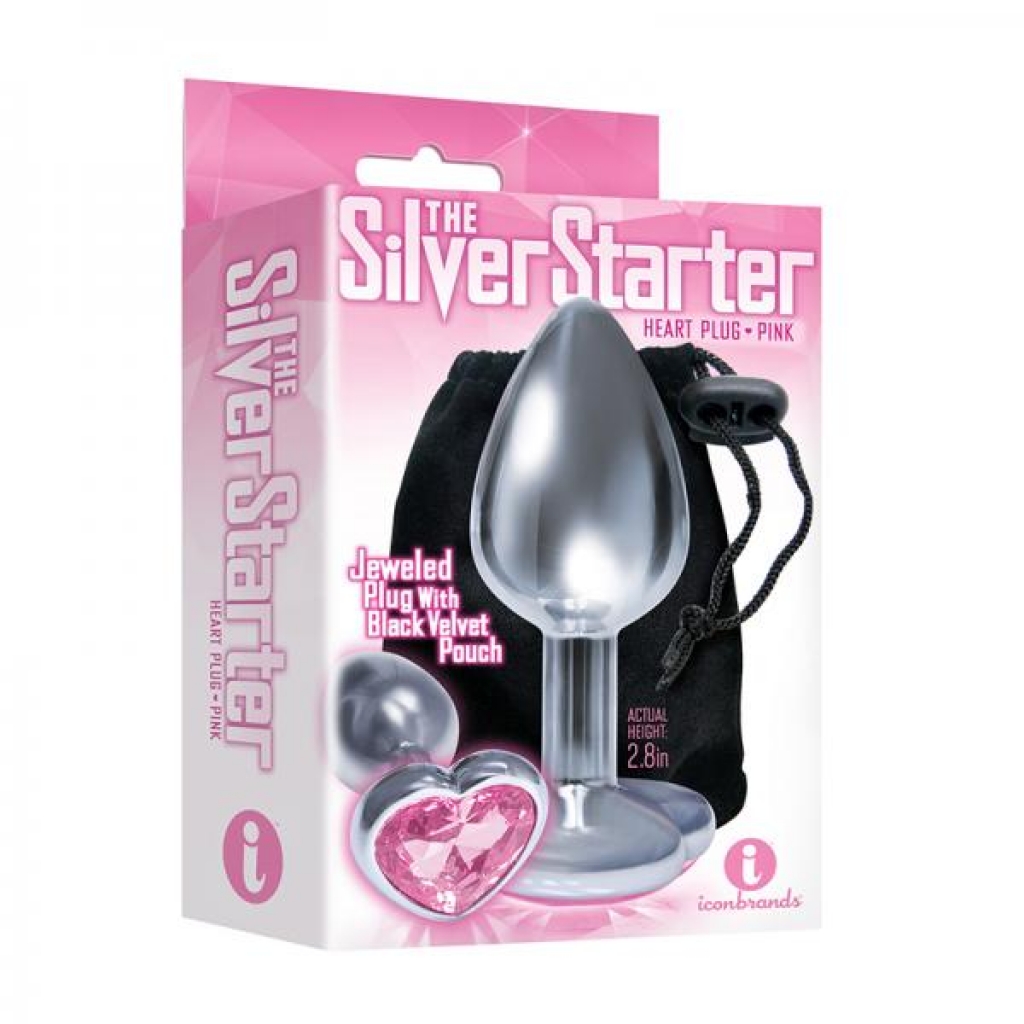 The 9's, The Silver Starter, Bejeweled Heart Stainless Steel Plug, Pink