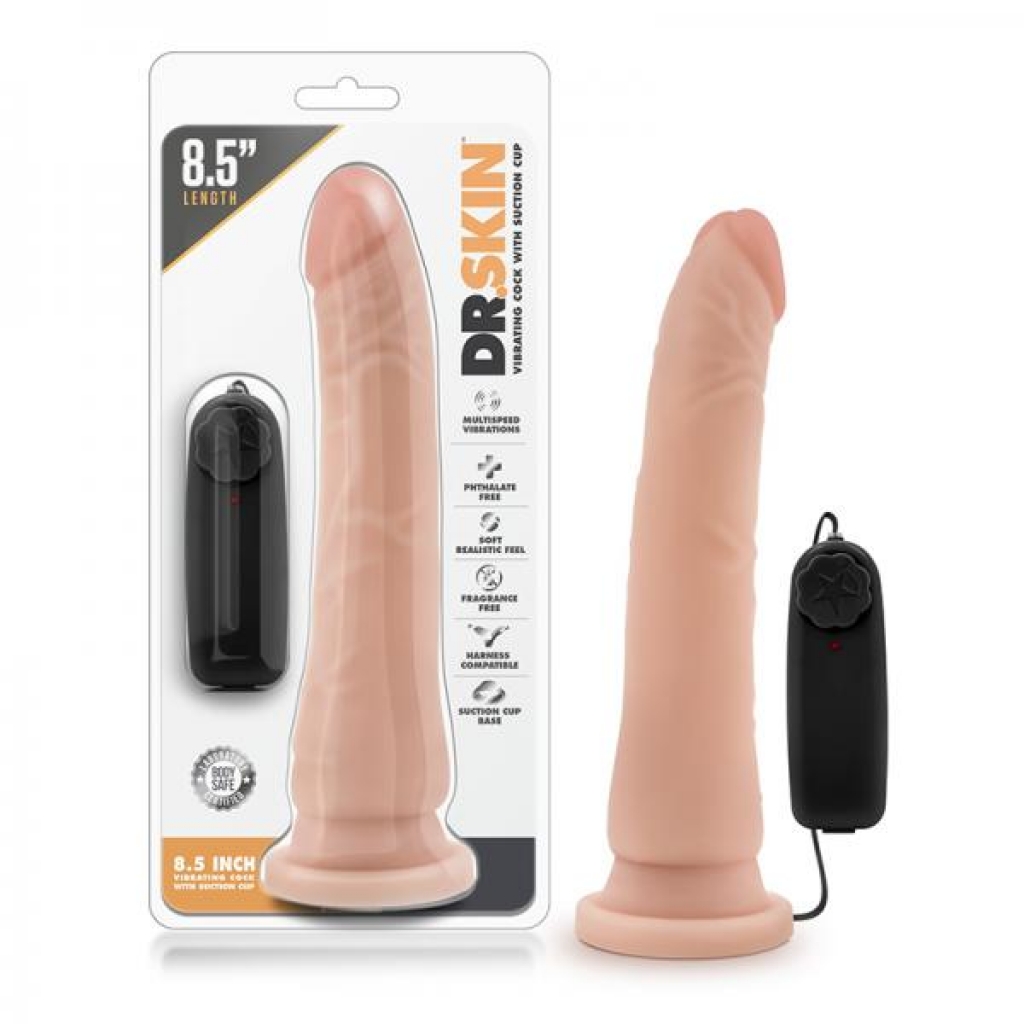 Dr. Skin - 8.5 Inch Vibrating Realistic Penis With Suction Cup - Vanilla