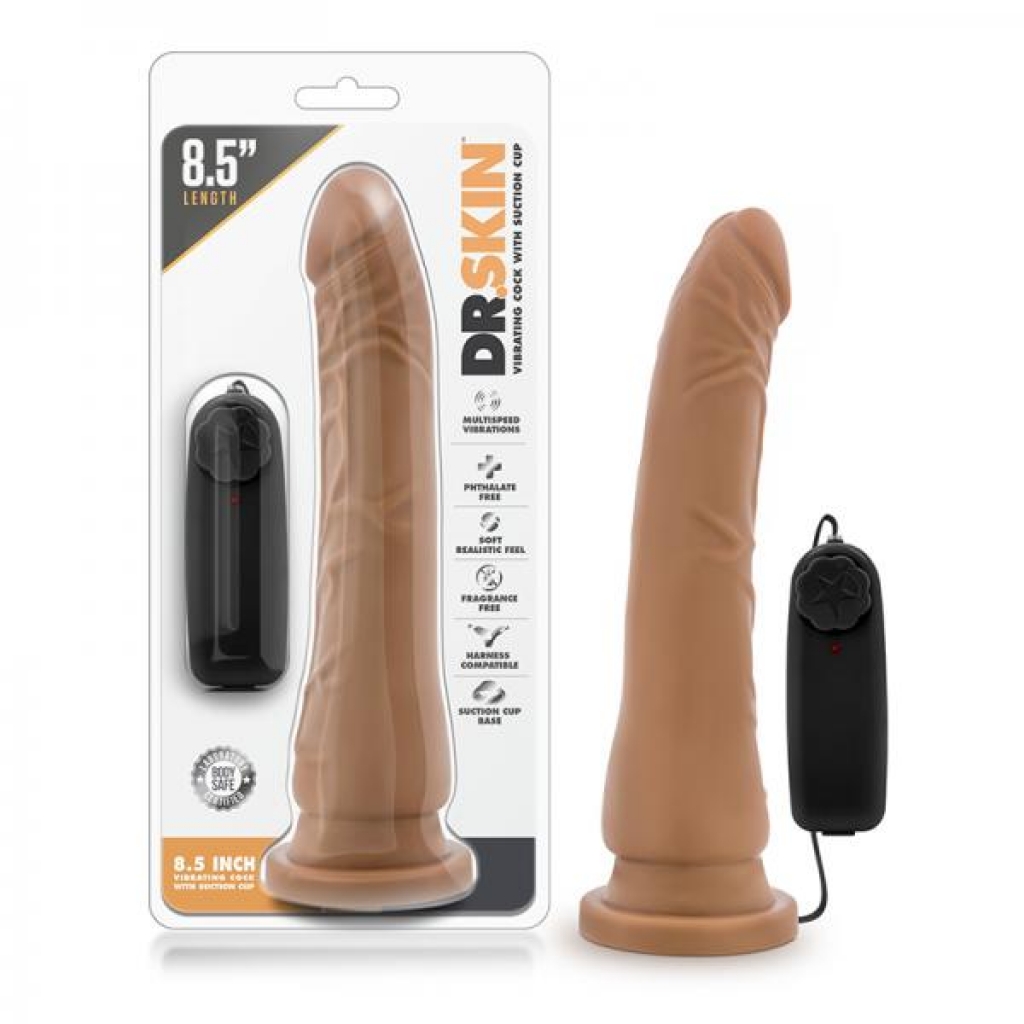 Dr. Skin - 8.5 Inch Vibrating Realistic Penis With Suction Cup - Mocha