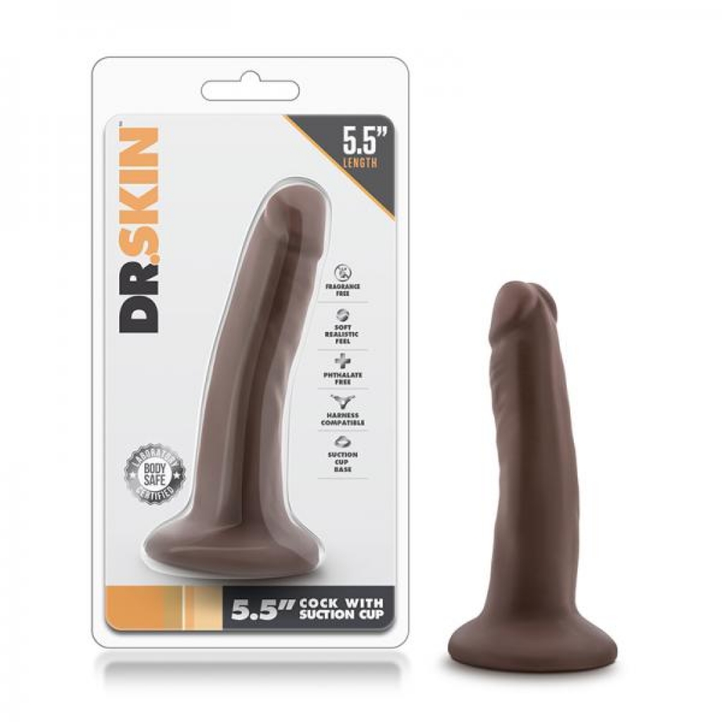 Dr. Skin - 5.5 Inch Penis With Suction Cup - Chocolate