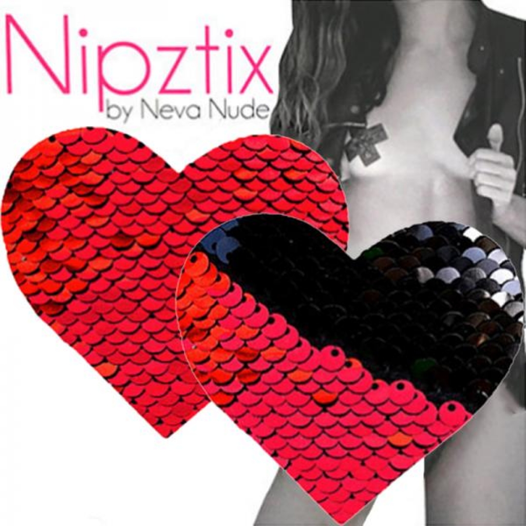 Neva Nude Pasty Heart Sequins Red To Black