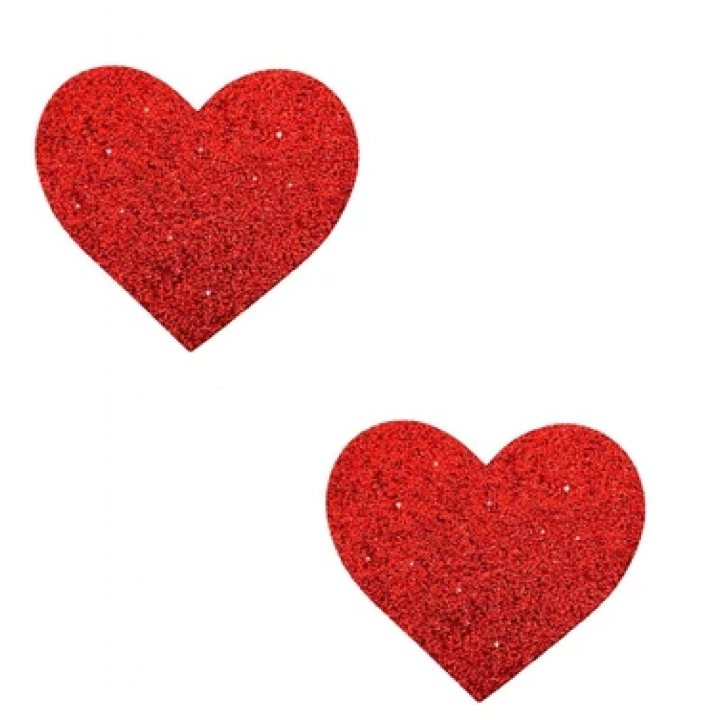 Neva Nude Pasty Hearts Glitter Red