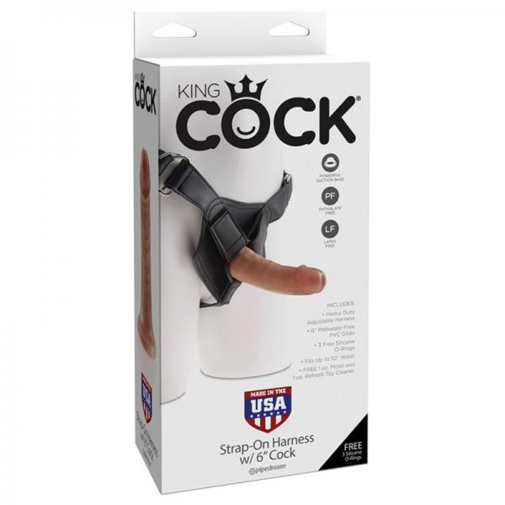 King Penis Strap-on Harness W/ 6in Penis Tan