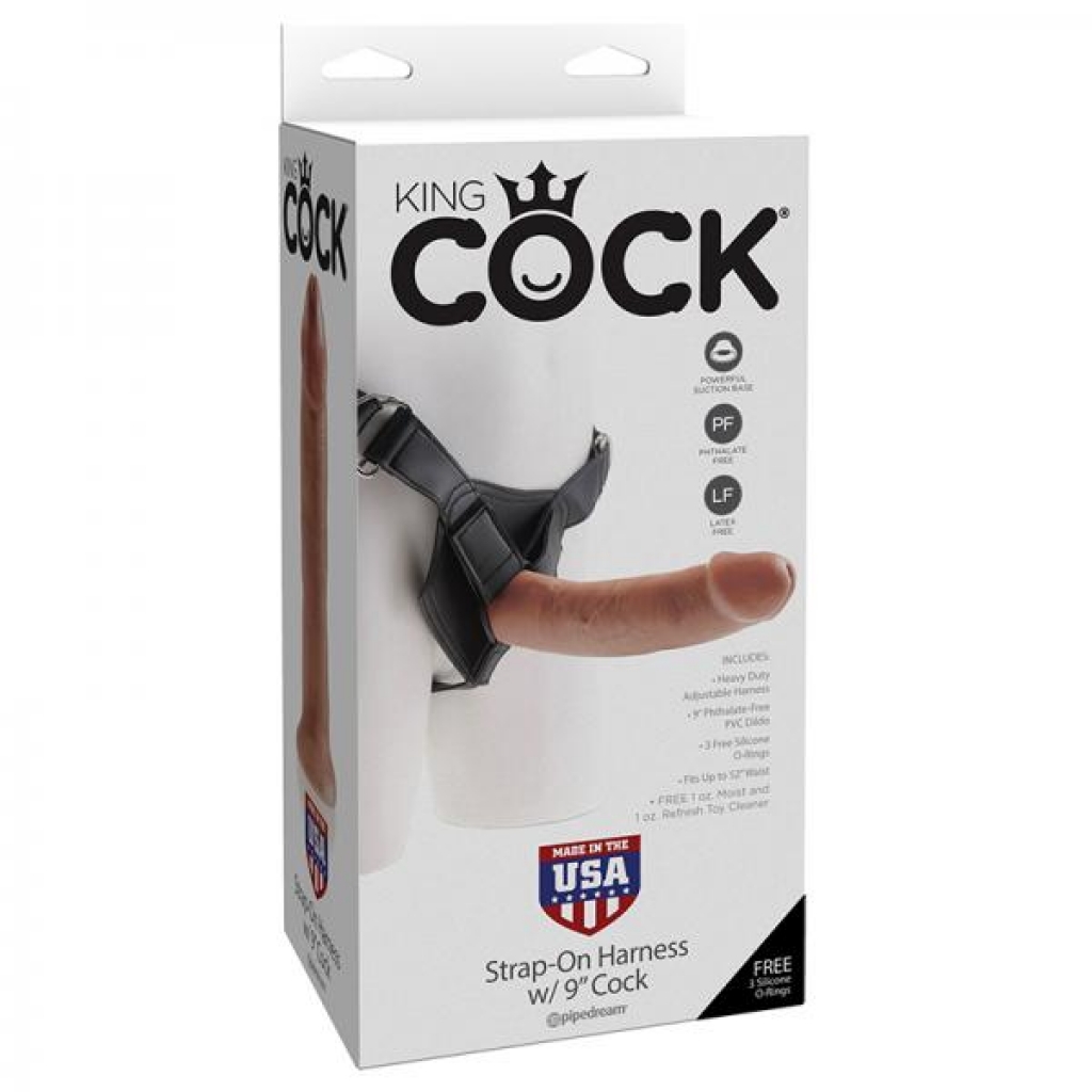 King Penis Strap-on Harness W/ 9in Penis Tan