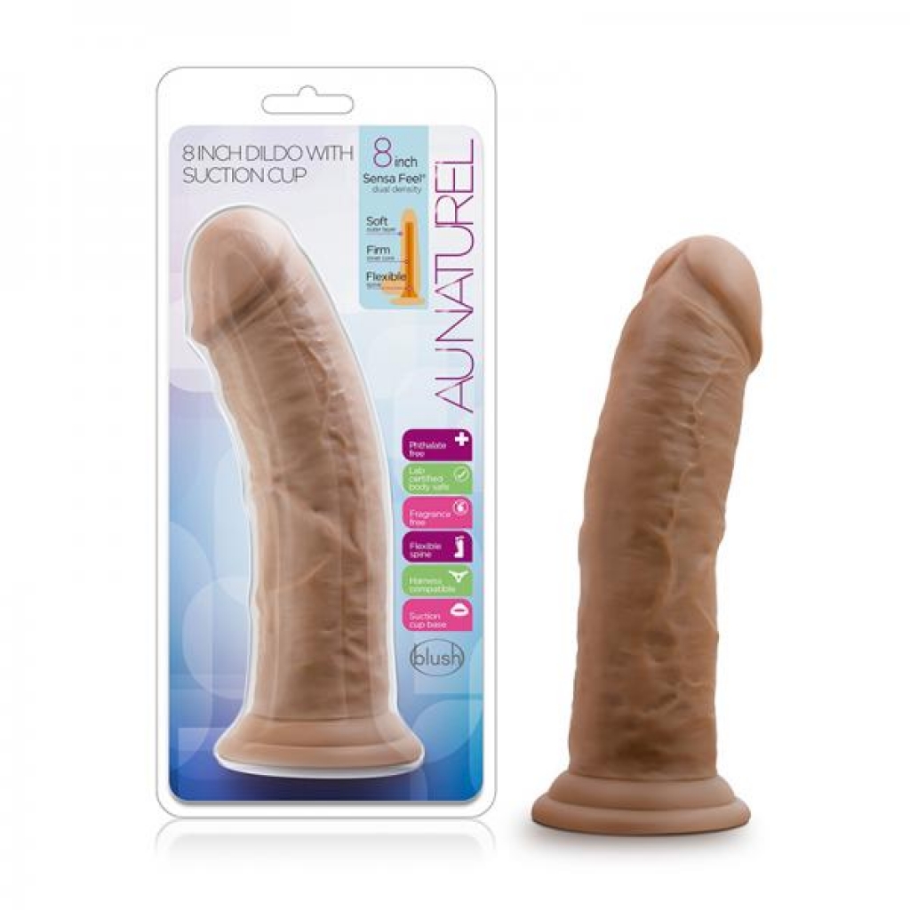 Au Naturel - 8in Dildo With Suction Cup - Mocha