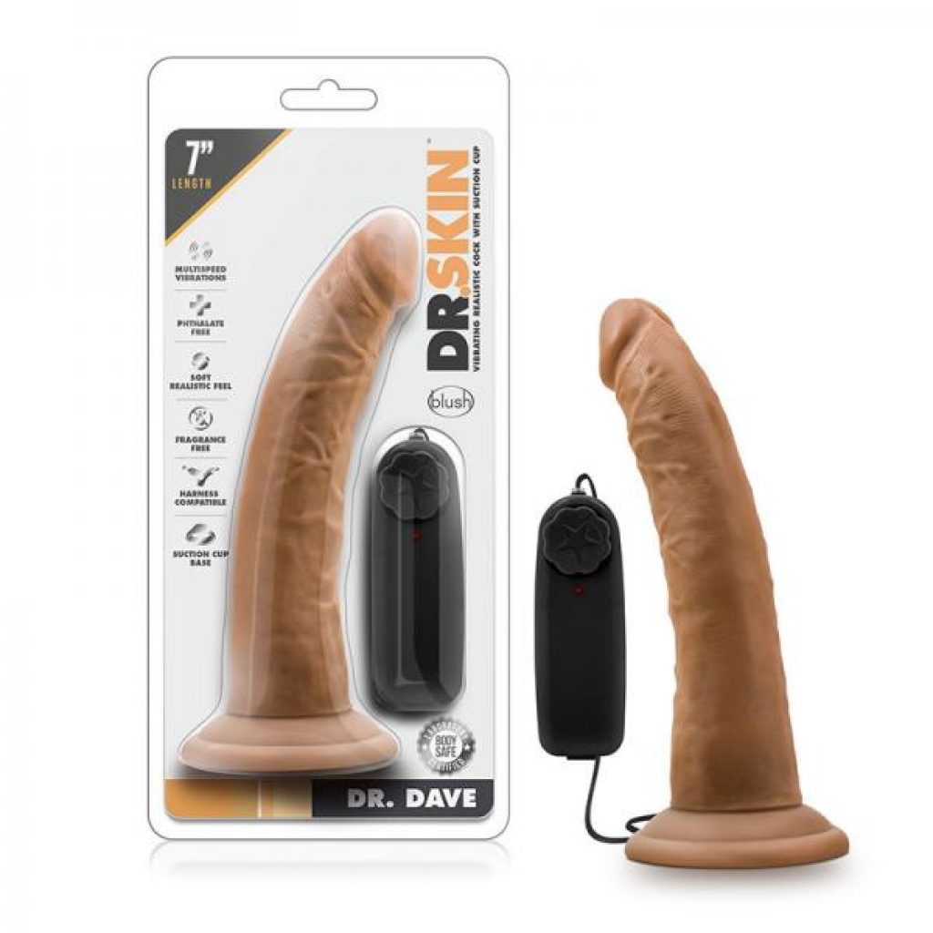 Dr. Skin - Dr. Dave - 7in Vibrating Penis With Suction Cup - Mocha