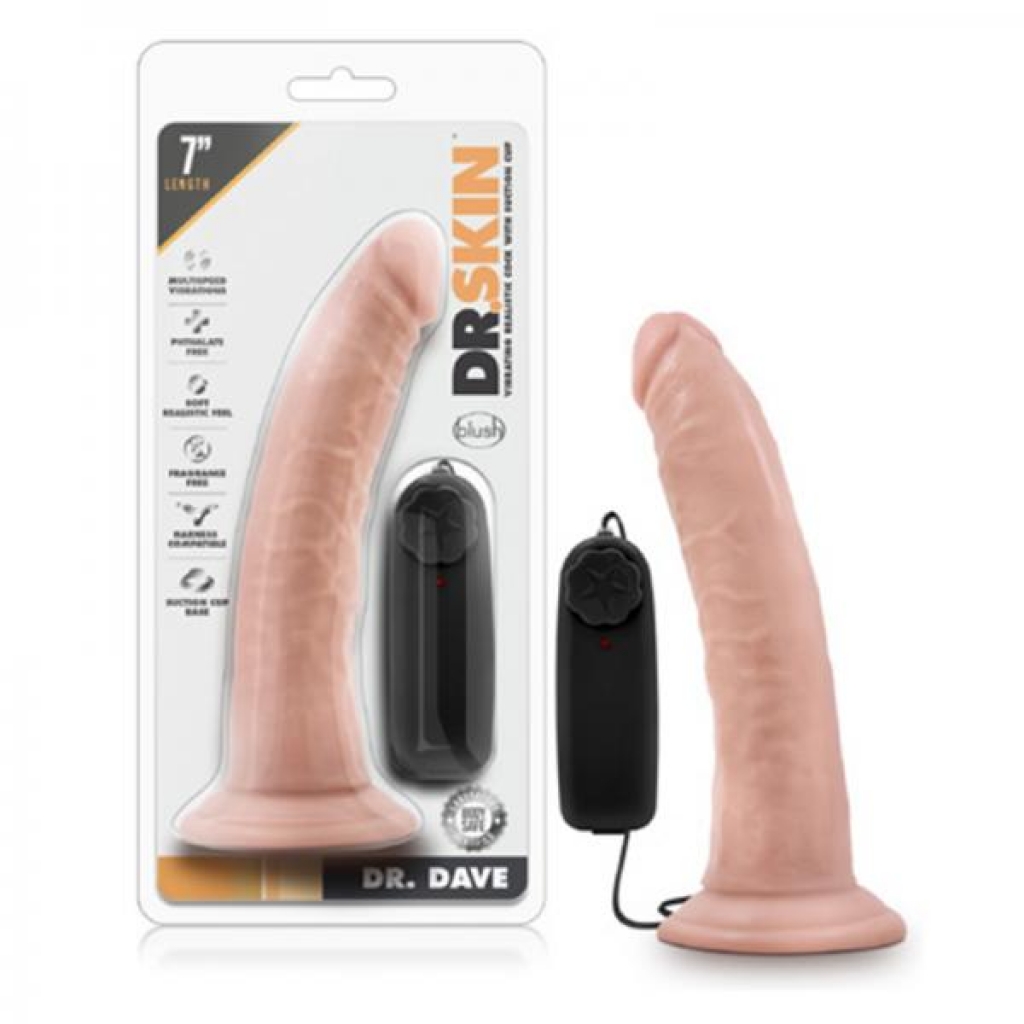 Dr. Skin - Dr. Dave - 7in Vibrating Penis With Suction Cup - Vanilla