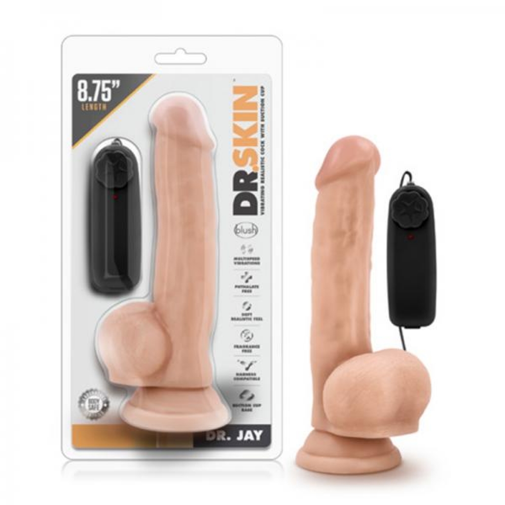 Dr. Skin - Dr. Jay - 8.75in Vibrating Penis With Suction Cup - Vanilla