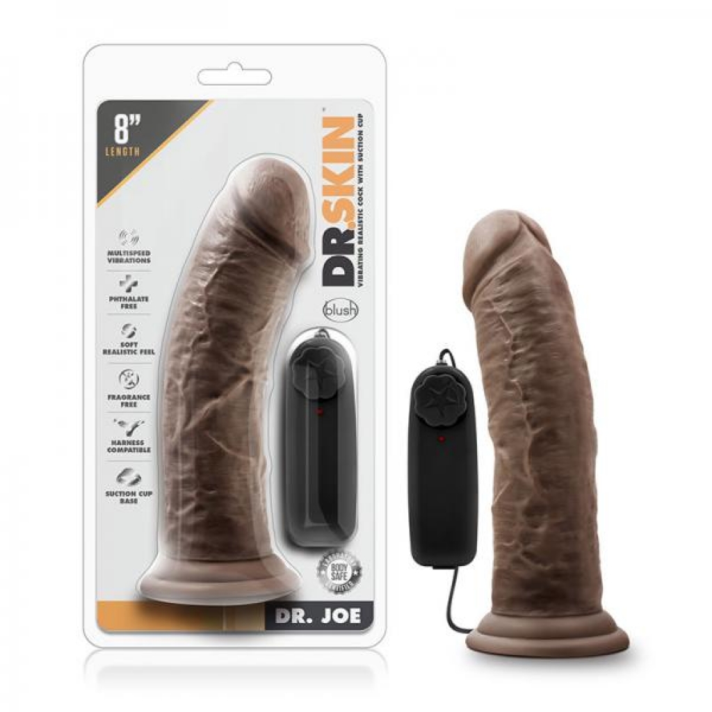 Dr. Skin - Dr. Joe - 8in Vibrating Penis With Suction Cup - Chocolate