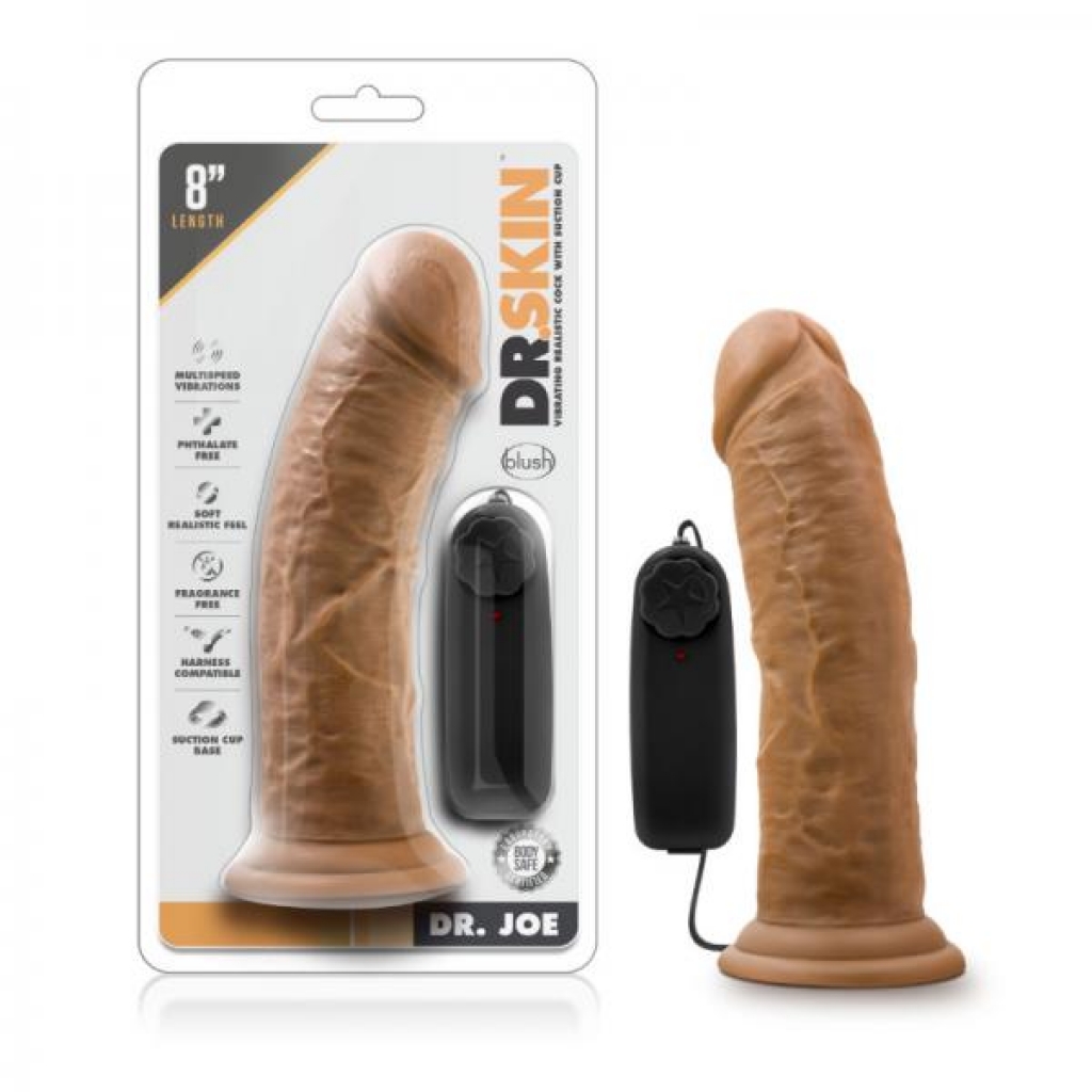 Dr. Skin - Dr. Joe - 8in Vibrating Penis With Suction Cup - Mocha