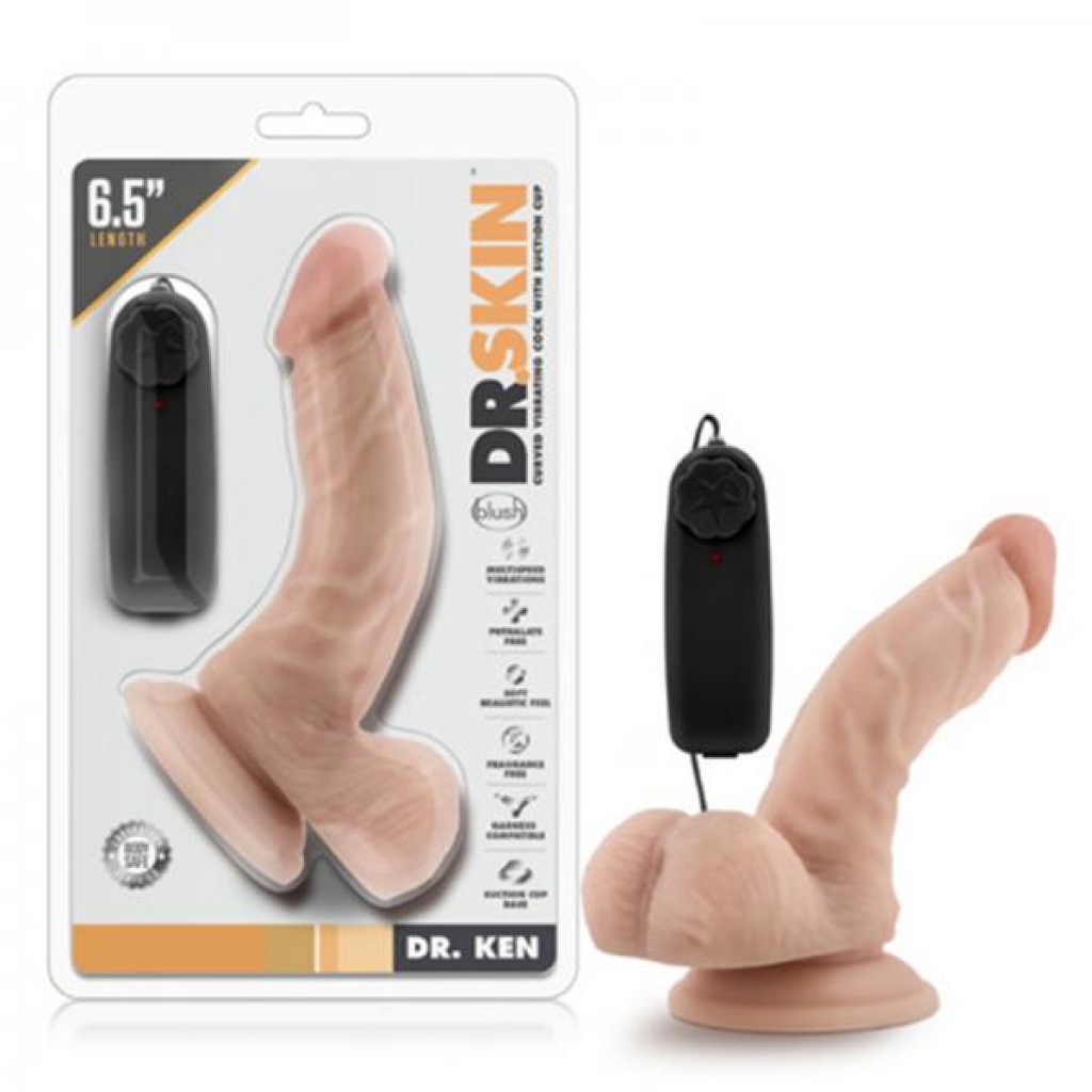 Dr. Skin - Dr. Ken - 6.5in Vibrating Penis With Suction Cup - Vanilla