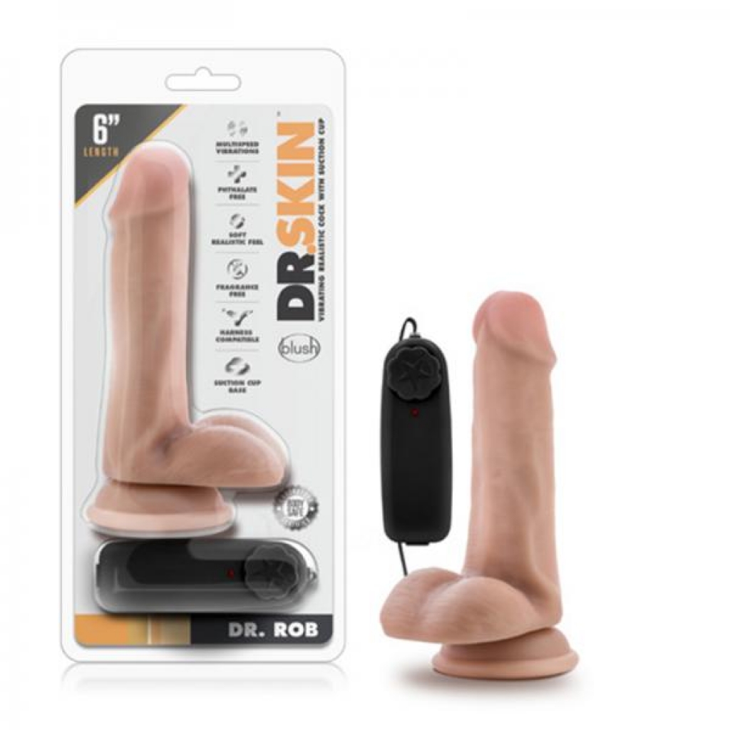 Dr. Skin - Dr. Rob - 6in Vibrating Penis With Suction Cup - Vanilla