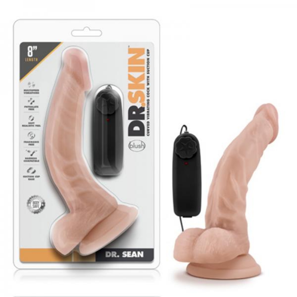 Dr. Skin - Dr. Sean - 8in Vibrating Penis With Suction Cup - Vanilla