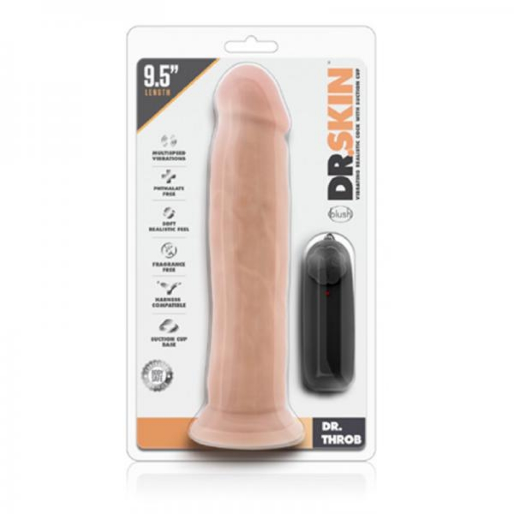 Dr. Skin - Dr. Throb - 9.5in Vibrating Realistic Penis With Suction Cup - Vanilla