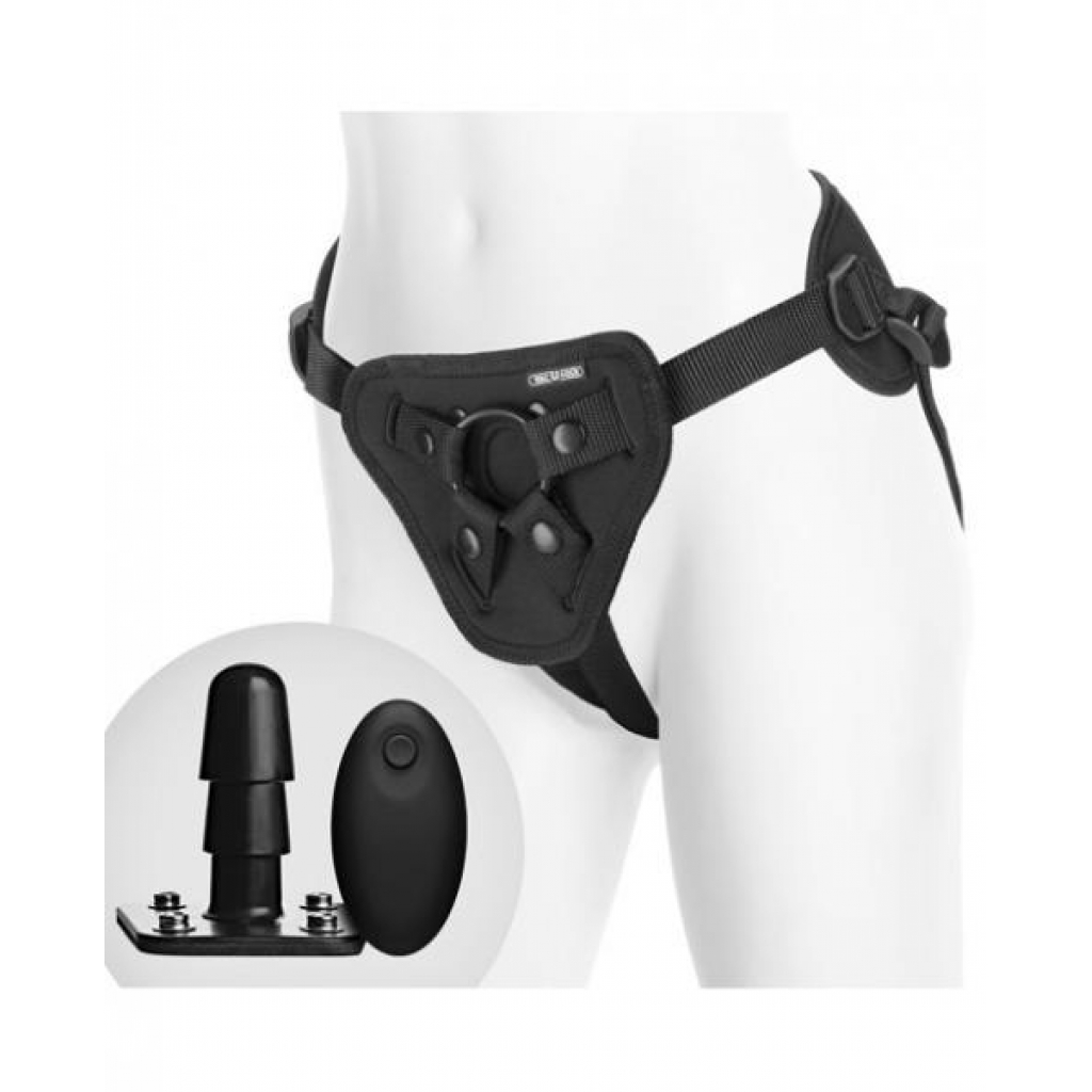 Vac-U-Lock Supreme Harness With Vibrating Plug Black