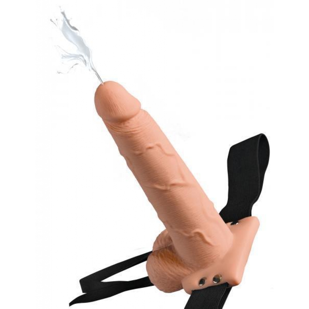 Fetish Fantasy 7.5in Hollow Squirting Strap-on With Balls, Flesh