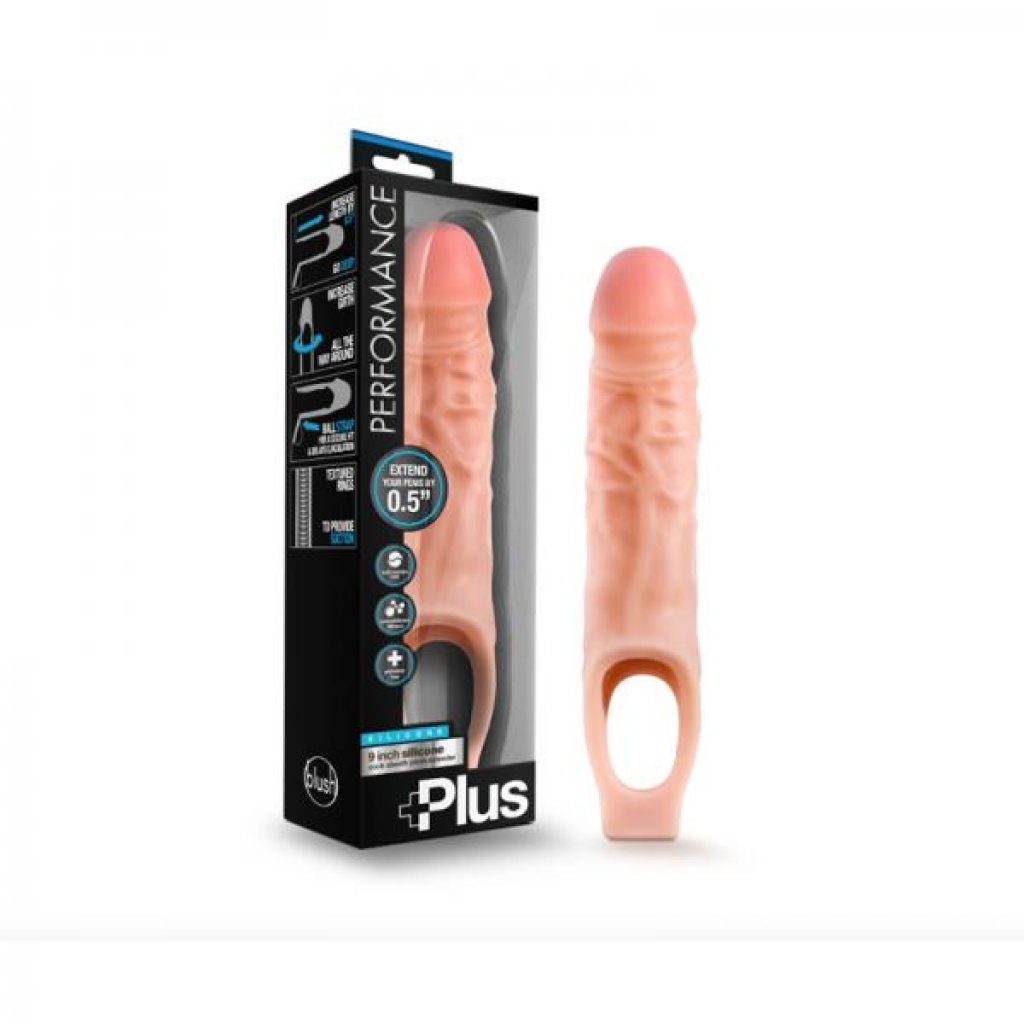 Performance Plus - 9 Inch Silicone Penis Sheath Penis Extender - Vanilla