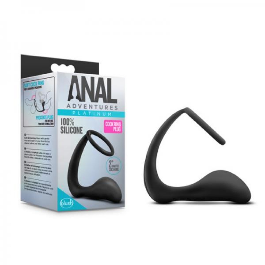 Anal Adventures Platinum Penis Ring Plug Black