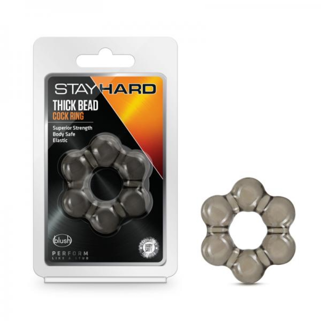 Stay Hard Thick Bead Penis Ring Black