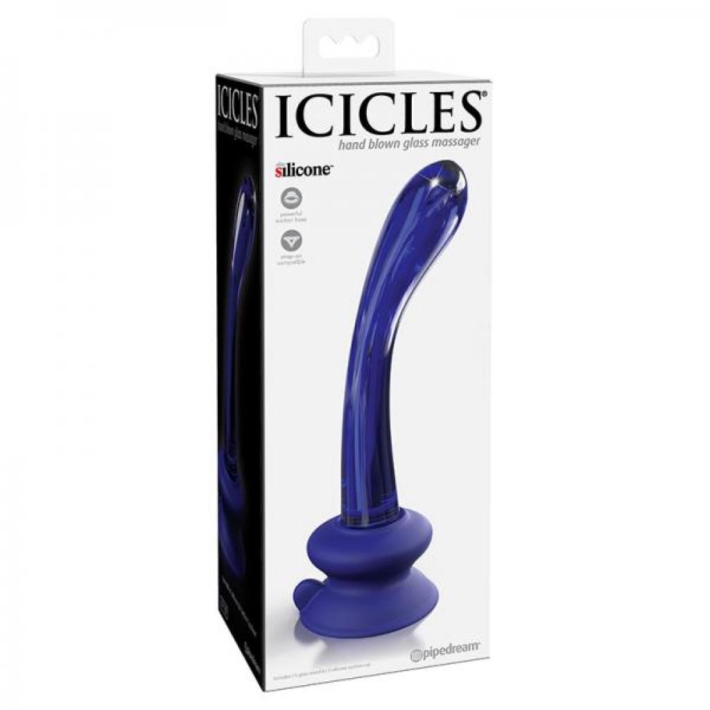 Icicles No. 89 - Glass Suction Cup G-spot Wand - Blue