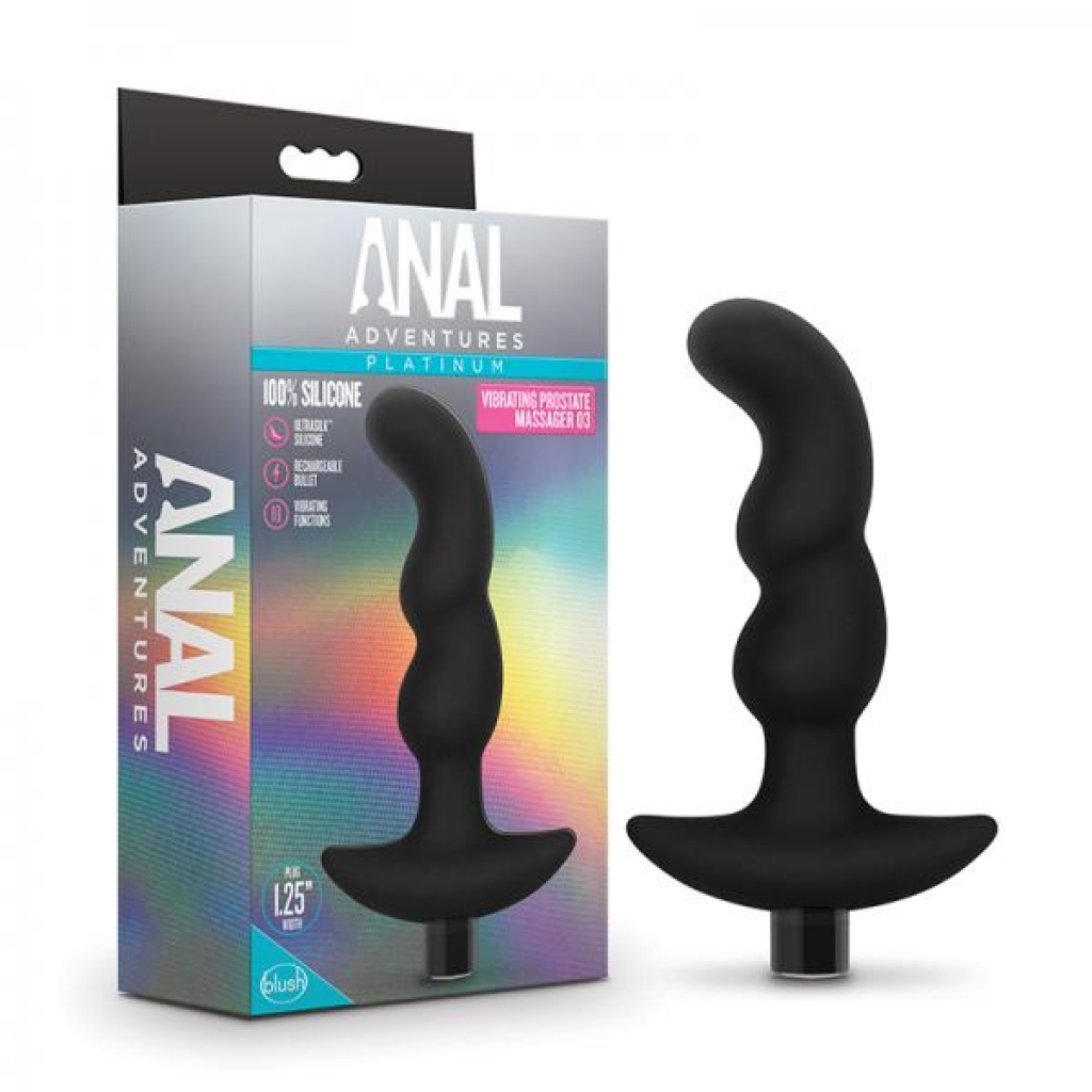 Anal Adventures Platinum - Silicone Vibrating Prostate Massager 03- Black