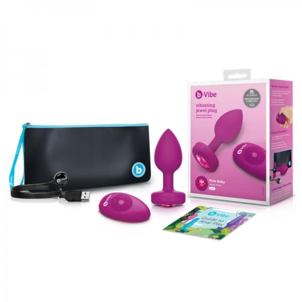 B-vibe Vibrating Jewels - Remote Control - Rechargeable - Pink Ruby (s/m)
