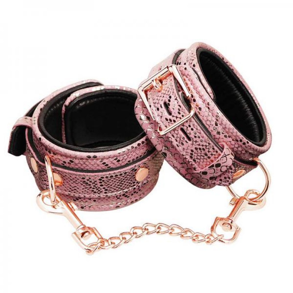 Wrist Restraints Microfiber Snake Print With Leather Ring