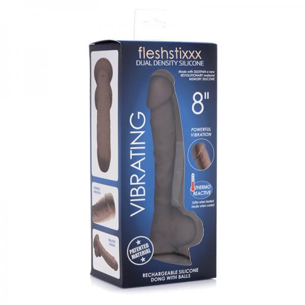 Fleshstixxx Vibrating Rechargeable Dong 8 In. Brown