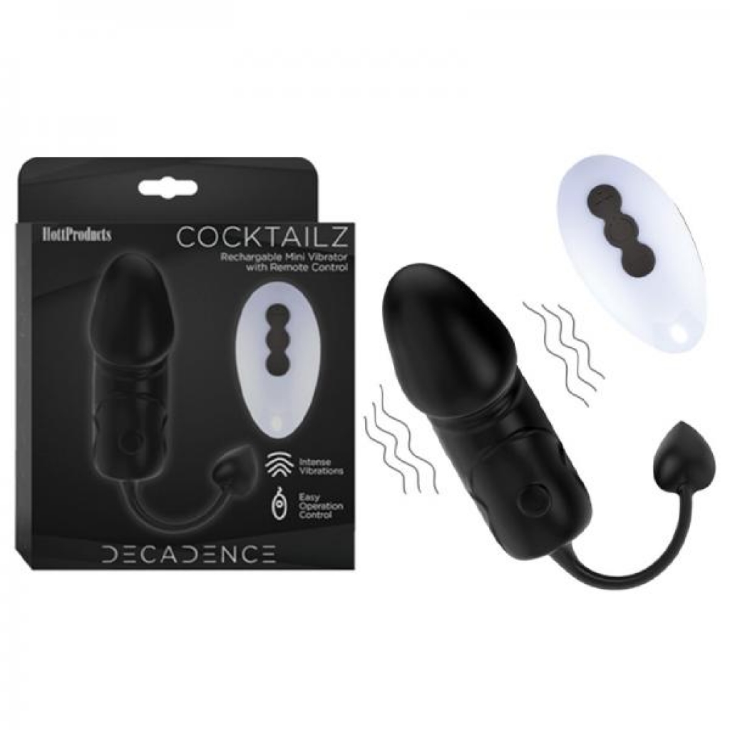 Decadence Cocktailz Vibrating Penis Shape Egg With Warming Element Remote Control Black