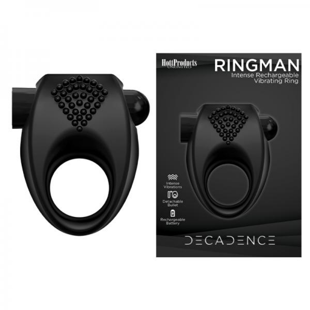 Decadence Ring Man Vibrating Rechargeable Penis Ring Black