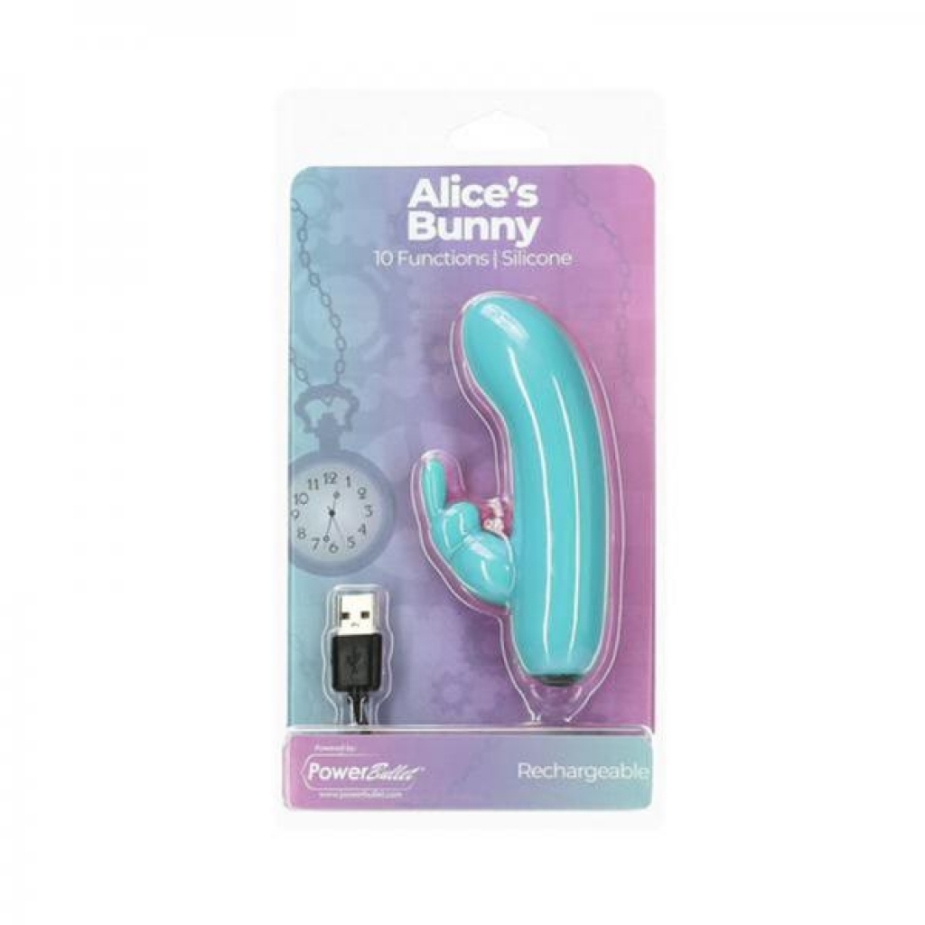 Alices Bunny Rechargeable Bullet With Removable Rabbit Sleeve Teal
