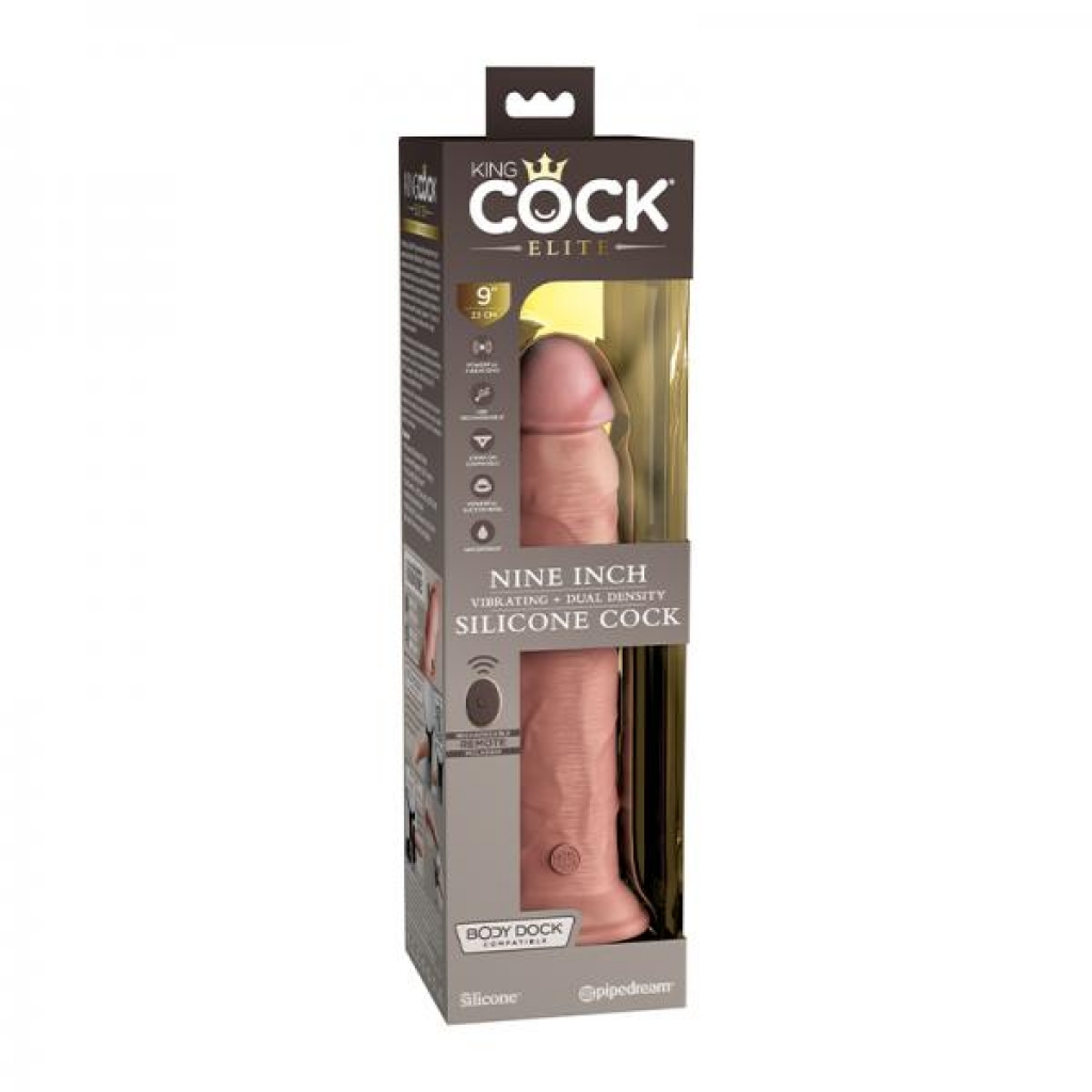 King Penis Elite Vibrating Silicone Dual-density Penis With Remote 9 In. Light