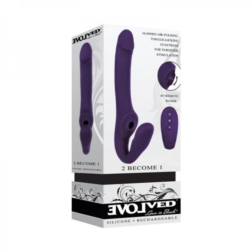 Evolved 2 Become 1 Silicone Rechargeable Strapless Strap-on Purple