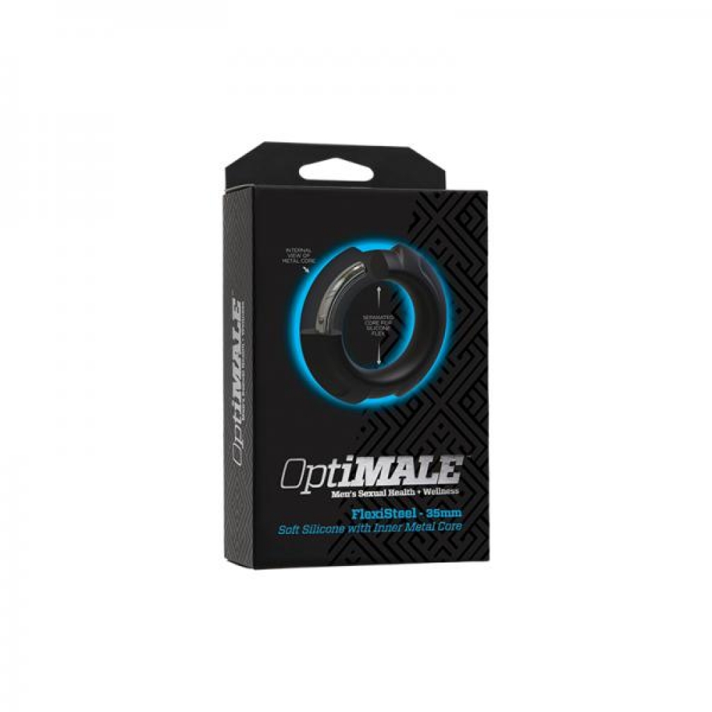 Optimale Flexisteel Silicone, Metal Core Penis Ring 35 Mm Black