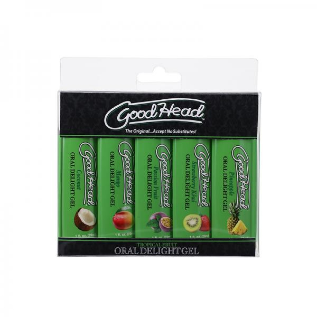 Goodhead Oral Delight Gel Tropical Fruits 5 Pack 1 Oz. Pineapple, Passion Fruit, Mango, Coconut, Str