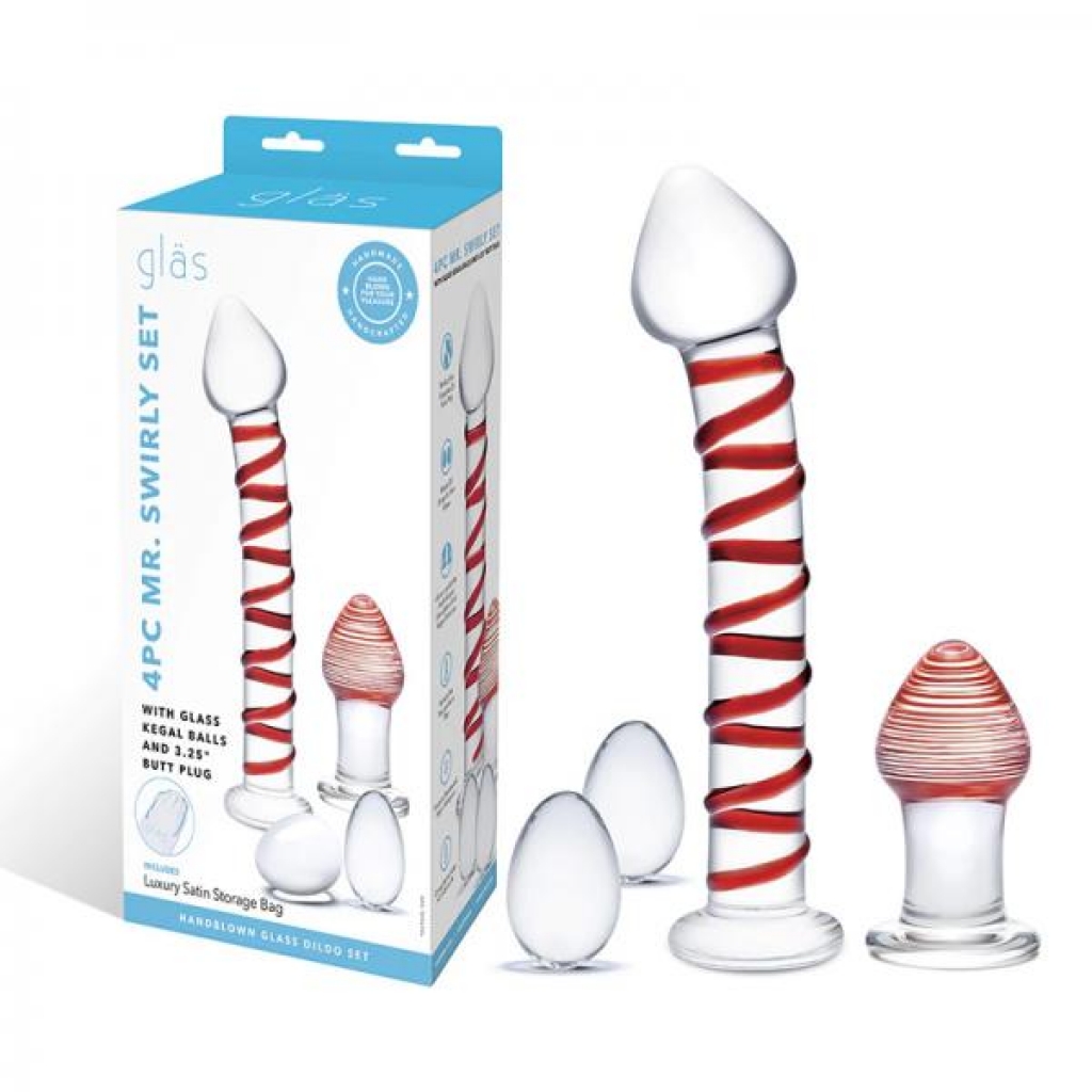Glas Mr. Swirly Set With Glass Kegal Balls And 3.25 In. Buttplug