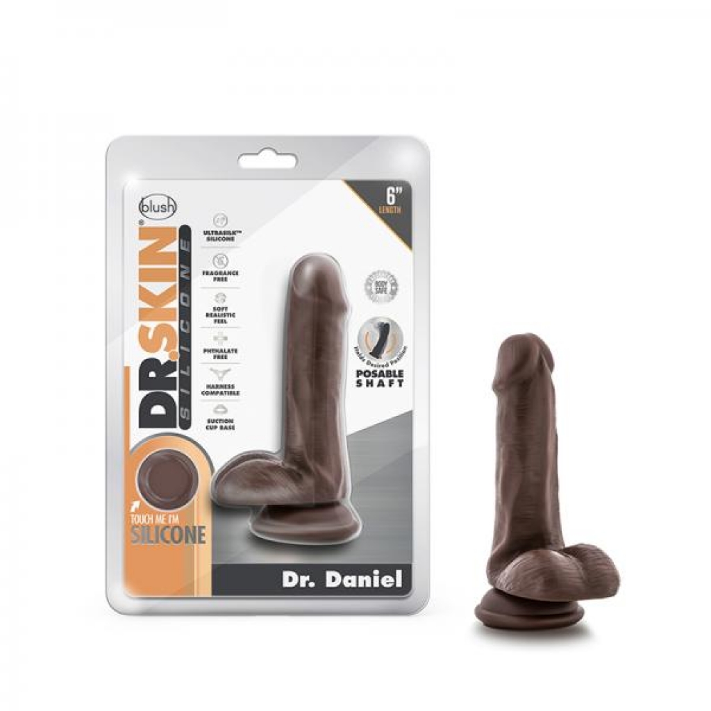 Dr. Skin Dr. Daniel Dildo With Suction Cup Silicone 6 In. Chocolate