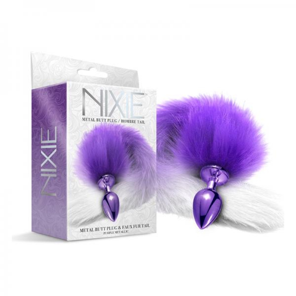 Nixie Metal Butt Plug With Ombre Tail Purple Metallic