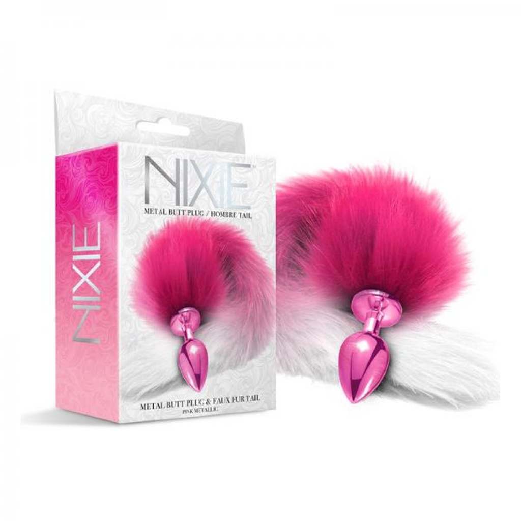 Nixie Metal Butt Plug With Ombre Tail Pink Metallic