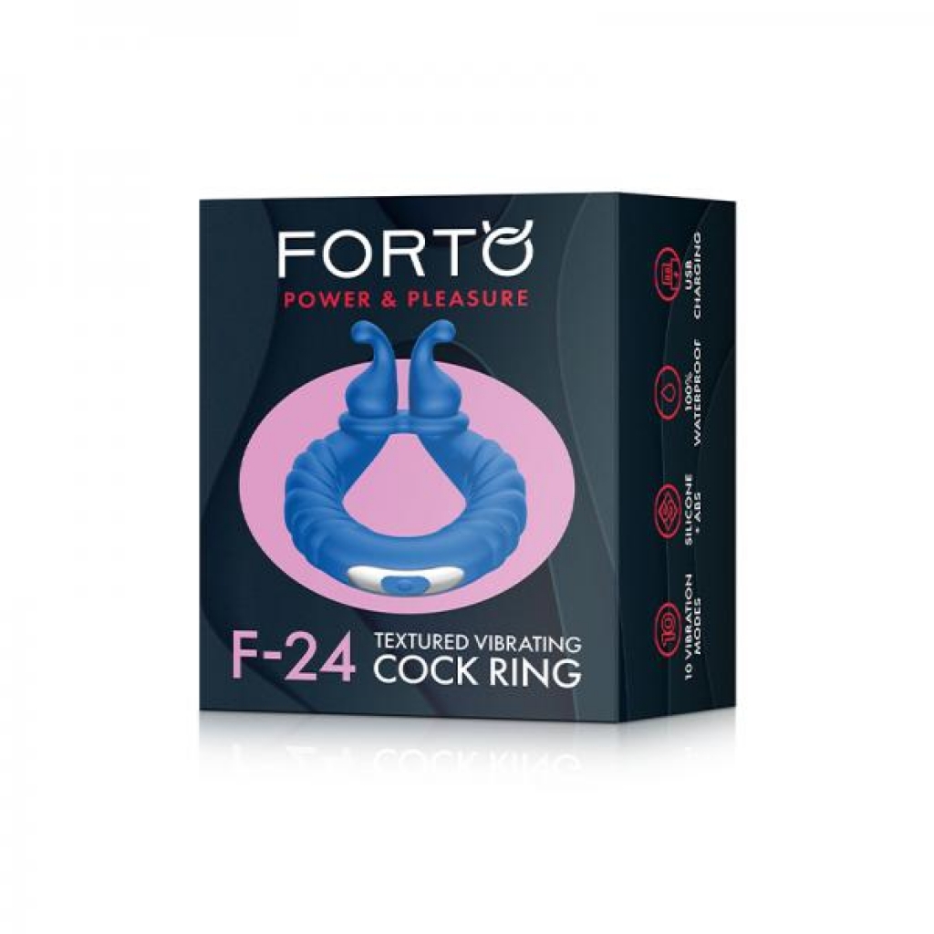 Forto F-24: Silicone Textured Vibrating Penis Ring Blue
