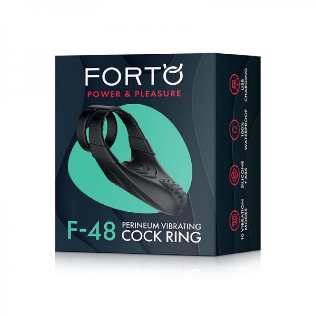 Forto F-48: Silicone Perineum Vibrating Double Cockring Black